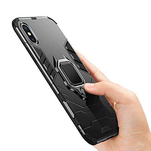 Urspasol for OnePlus 7T Case with Screen Protector Tempered Glass Hybrid Heavy Duty Armor Protective Bumper Phone Cover with 360° Degree Ring Holder Kickstand (Red) 5