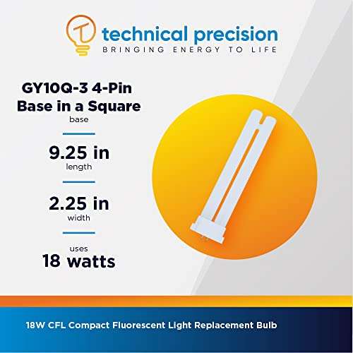 Technical Precision 18W CFL Bulb Replacement for FPL18EX-N Light Bulb Osram 133531 GY10q-3 4 Pin Base - 5000K Daylight Compact Fluorescent Light Bulbs - 1120 Lumens - 84 CRI - 1 Pack 6