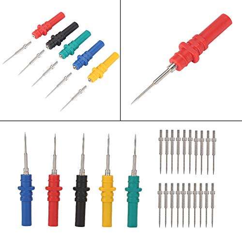 HT307A Automotive Probe Set,Oscilloscope Electrical Acupuncture pin-tip Probe Pins,Banana Plug recoverable Test Repair Tools,with 20 Replacement pins,for Circuit Boards 5