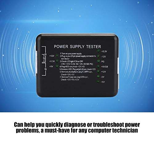 Computer PC Power Supply Tester ATX Power Supply Tester PSU Tester, PC Power Supply Tester Computer Power Supplies ATX Connectors Power Supply Tester with LED Indicator Light, Plug & Play(20/24 Pin) 5