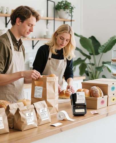 NIIMBOT B21 Inkless Label Maker, Portable Thermal Label Printer for Clothing, Address, Business, Compatible with iOS & Android, with 1 Pack 50x30mm White Label, Black 4