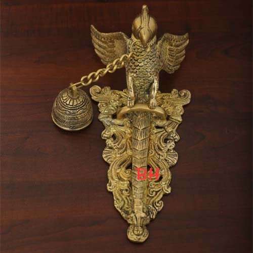Banshi Handicrafts and Arts Parrot Hanging Bell - Brass Wall Hanging - Decorative Antique Finish 4