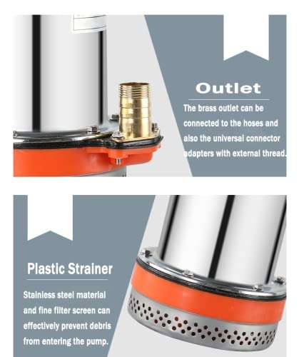 SHYLIYU Submersible Pumps DC 12V Farm & Ranch Solar Submersible Water Pump 130W 1 inch Outlet Solar Powered Deep Well Water Pump 4