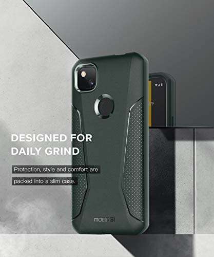 MOBOSI Net Series for Google Pixel 4a Case 5.8 inch (2020), Slim Shockproof Drop Protection Hybrid Matte Soft Protective Cover for Pixel 4a (Midnight Green) 3