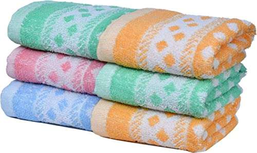 Mahaluxmi Creations Cotton Hand Towel Pack of 6 | Soft Quick Drying Towels for Bathroom Full-Size Hand Towels for Men and Women | Set of Hand Towels for Gym Bathroom Kitchen & Hotel, 19x12 Inches 1