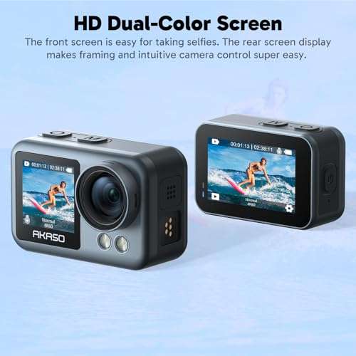 AKASO Brave 4 Elite 4K60fps Action Camera All-in-One Waterproof Camera with 64GB Storage, HD Touch Screen, Image Stabilization, Remote Control, Built-in 1650mAh Battery and Accessory Kit 6