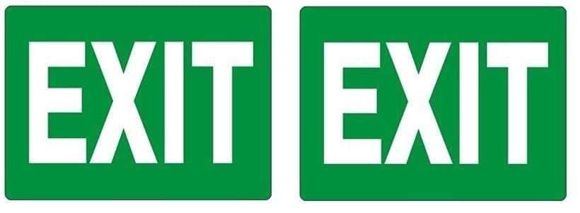K T I® Autoglow Signage Exit Sign Board 3mm PVC Sheet with high Glow intensity in Total Darkness Size- 100x300 MM Pack Of 2 1