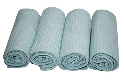 Amazon brand - Umi Classic Waffle Kitchen Dish Towels(15"x25",4-Pack, Light Blue&Cream) 3