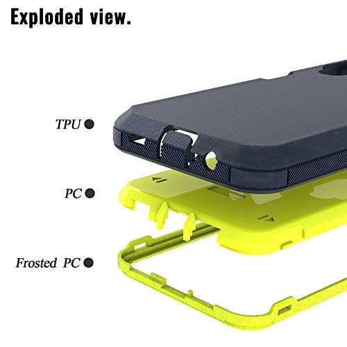 Fcclss Cell Phone Case for Samsung Galaxy A12, Samsung A12 Case Heavy Duty Military Grade Hybrid 3 in 1 Shockproof Drop-Defender Case Cover, Dark Blue & Yellow 3
