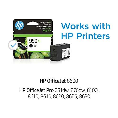 HP 950XL Black High-yield Ink Cartridge for HP Printers | Works with Printer Series: OfficeJet 8600, OfficeJet Pro 251dw, 276dw, 8100, 8610, 8620, 8630 | Eligible for Instant Ink | CN045AN 2
