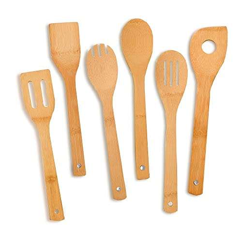 6 pcs Wooden Spoons for Cooking, Kitchen Utensils Set, Great Spatula Cooking Utensils & Bamboo Wooden Spoons 1