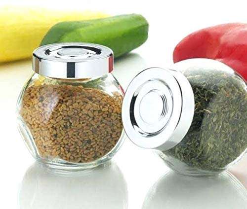 SUNAM Glass Jars With Regular Plastic Lids and Bands, Ideal for Jam, Honey, Wedding Favors, Shower Favors, Baby Foods, DIY Magnetic Spice Jars (4) 6