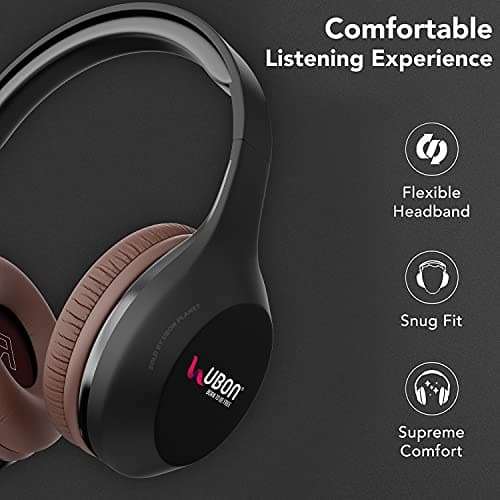UBON Mega Bass Series HP-50, On-Ear Wireless Headphone with Inbuilt Mic, Up to 36 Hours Playtime, Music, Extra Soft Cushioned Earpads, V5.0 Bluetooth Headset (HP-50 Brown) 2