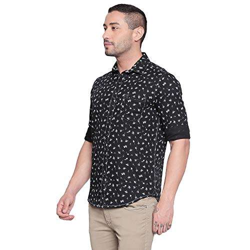 Mufti Men's Slim Fit Shirt (MFS-10707-J-01- Black L) 2