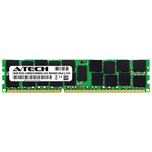 A-Tech 16GB RAM Replacement for Micron MT36KSF2G72PZ-1G6E1LF | DDR3/DDR3L 1600MHz PC3L-12800R 2Rx4 1.35V ECC RDIMM Registered 240-Pin DIMM Memory Module 2