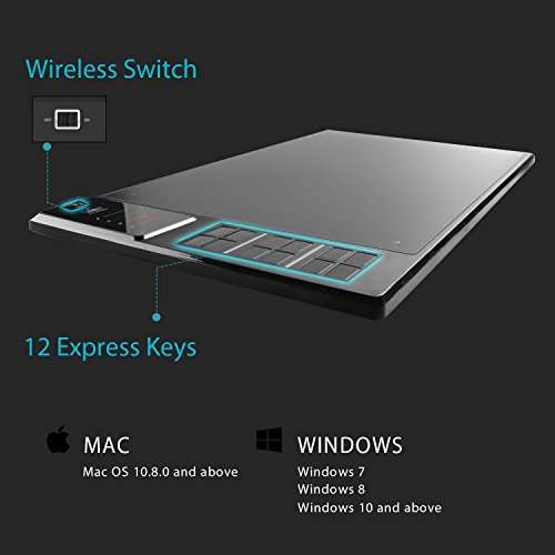 HUION WH1409 Wireless Graphic Drawing Tablet 8192 Pen Pressure Pen Tablet with 12 Press Keys 4