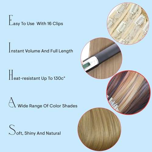 CAISHA XL 24" 7 Pieces Set CLIP IN EXTENSIONS Hairpiece Straight Light Blonde Mix CE7 4