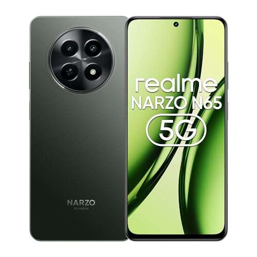 realme NARZO N65 5G (Deep Green 4GB RAM, 128GB Storage) India's 1st D6300 5G Chipset | Ultra Slim 190g Design | 120Hz Eye Comfort Display | 50MP AI Camera| Charger in The box