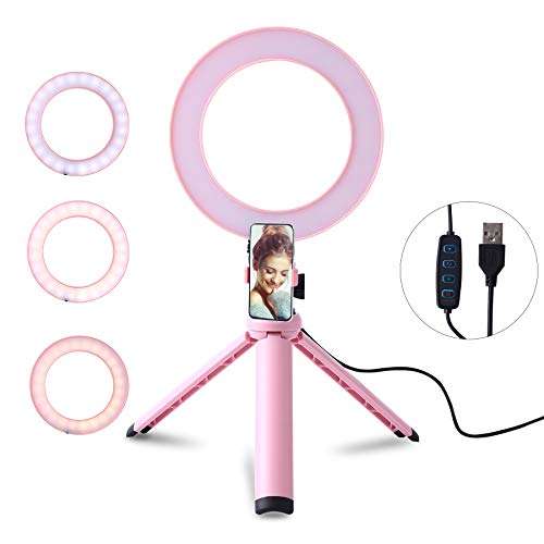 LED Ring Light, 6" Selfie Ring Light with Adjustable Tripod Stand and Phone Holder, Dimmable Led Camera Ringlight for Live Stream/Make Up/YouTube 1