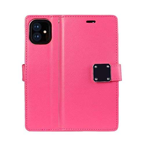 Apple iPhone 12 Pro Max 6.7 inch Wallet Smartphone Case Multiple Pockts Magnetic Clasp Shockproof (Pink)