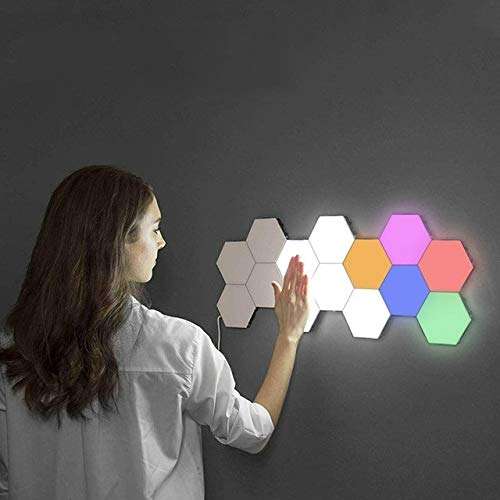 DINGXUEMEI XUEMEI Cell Phone Case Intelligent Touch-Sensitive Honeycomb Quantum Lamp Assembly Combination Background Aisle Wall Lamp, Color:6pcs(Red, Green, Blue, Yellow, Pink and White)(EU Plug) 2