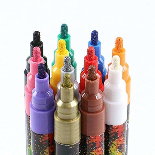12pcs/Set Acrylic Paint Pens,12 Color Markers 2mm Fine Tip For Rock Painting 1