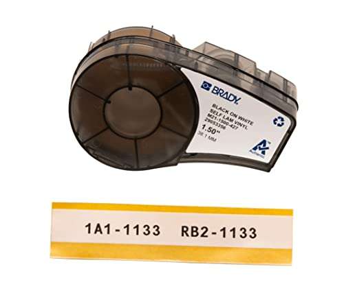 Brady Authentic (M21-1500-427) Self-Laminating Wire Wrap for Control and Electrical Panels, Datacom Cables, Black on White- For M210, M210-LAB, M211, BMP21-PLUS and BMP21-LAB Printers, 1.5" W 14' L 1