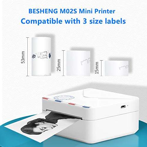 BESHENG M02S Mini Printer, Thermal Printer with USB Cable, Pocket Printer Compatible with iOS Android, Use for Journal Planner,Organization,Working Assistance,Study Notes etc 2