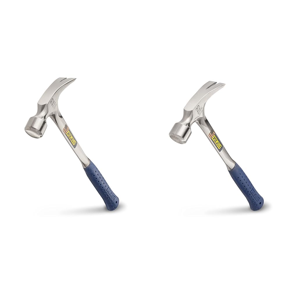Estwing 22 oz & 22 oz Framing Hammers with Shock Reduction Grip, Silver & Milled Face 1