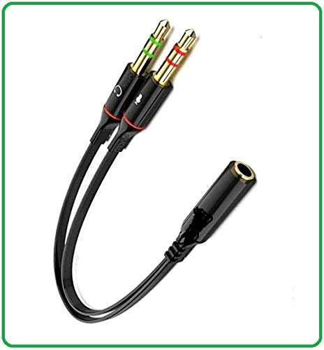Two Male to One Female 3.5mm Headphone Earphone Mic Audio Y Splitter Cable Cord Wire for PC Laptop 2