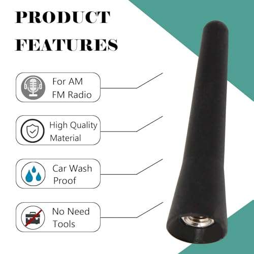 Anina 2.5 Inch Stubby Antenna Mast Compatible with 1998-2019 Mini Cooper/Countryman BMW Z3/Z4/128i VW Polo/Golf AM/FM Radio Antenna Car Wash Proof 2