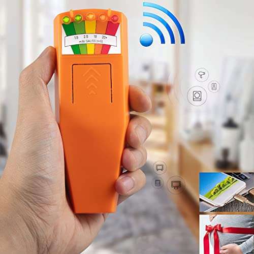 2 Pack 5 LED EMF Meter Magnetic Field Detector Ghost Hunting Paranormal Equipment Tester Portable Counter Orange 4
