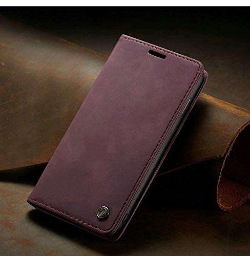 ClickCase for Realme 9 5G Speed Edition Sheepskin Series Faux Soft Leather Wallet Flip Case Kick Stand with Magnetic Closure Lightweight Slim Flip Cover for Realme 9 5G Speed Edition (Mauve Red) 1