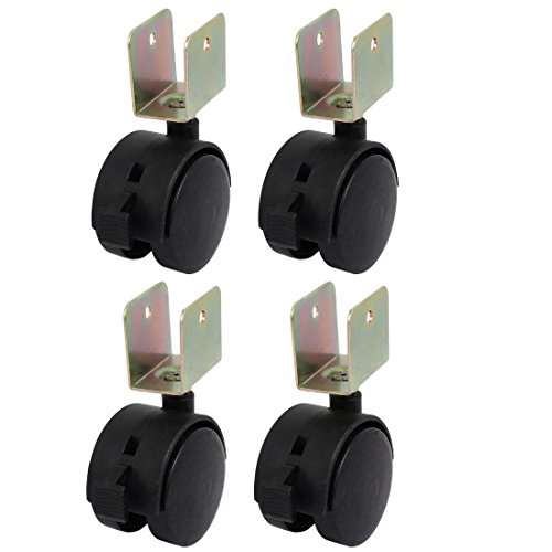 Generic 4pcs 20mm U Bracket Crib Swivel Caster Wheel Black w Brake 1