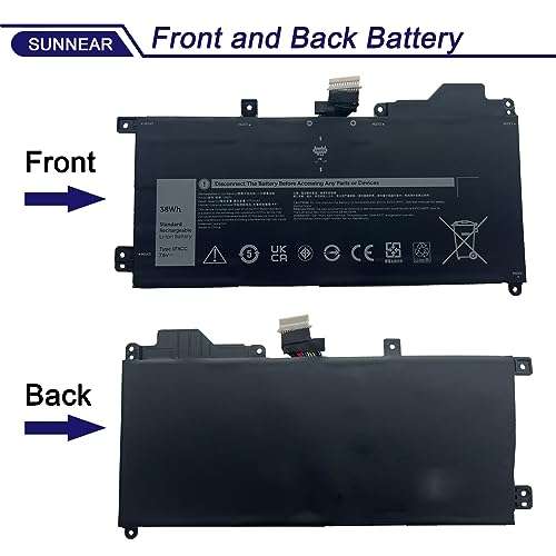 SUNNEAR 0G74G 2PFPW Laptop Battery Replacement for Dell Latitude 5300 5310 7300 7400 E5300 E5310 E7300 E7400 Series OG74G 02PFPW 3KF82 8JYHH 11.4V 42Wh 3500mAh 3-Cell 3
