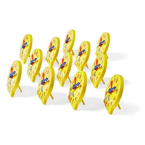 Hand2mind Mini Geared Clock for Teaching and Learning to Tell Time - Analog Learning Clock for Kids and Classrooms (Set of 12), Yellow 5