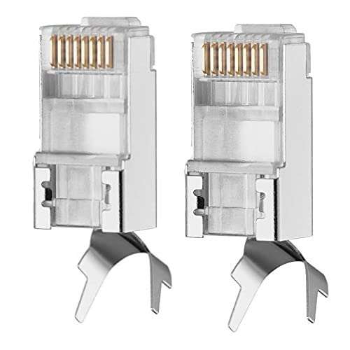 XIKKART Cat7 rj45 connector, (25 Pcs) RJ45 shielded connectors cat7, 8P8C FTP STP Network Plug Connector for CAT5E CAT6 CAT7 Stranded Cable (25 Pack) 1