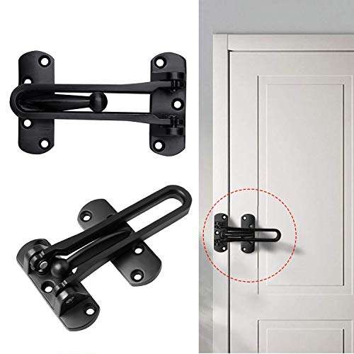 Spofit Door Lock for Home Security Door Locks for Kids Door Reinforcement Lock for Swing-in Doors Thicken Solid Aluminium Alloy (2Pack) (Black) 5