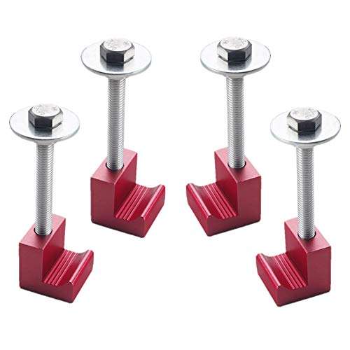 DEWHEL Tool Box Tie Downs Aluminum J Hook Crossover Toolbox Pickup Pair (4 PCS, Red)