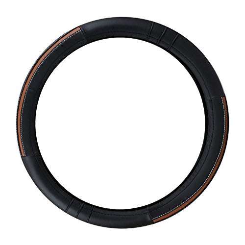 AllExtreme EXB2FM1 PU Leather Universal Anti-Slip Perforated Car Auto Steering Wheel Cover with Finger Design (37cm, Black) 5