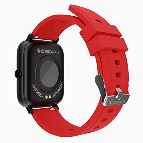 ZEBRONICS ZEB-FIT280CH smart watch with Screen size 3.55cm (1.39inch) 12 Sports modes, IP68 waterproof, Heart rate, BP, SpO2, Caller ID, 7 days storage (Black+ Red) 3