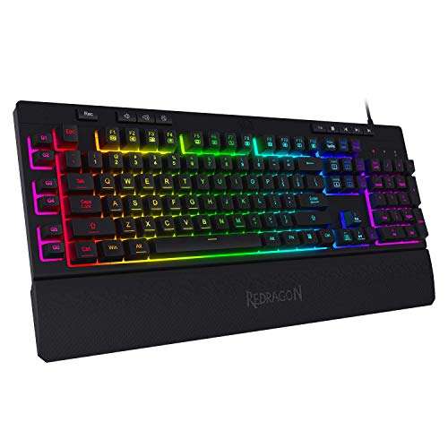 Redragon Shiva K512 RGB Backlit Membrane Wired Gaming Keyboard with Multimedia Keys, 6 Extra On-Board Macro Keys & Capricorn P012 Gaming Mousepad with Stitched Edges 2