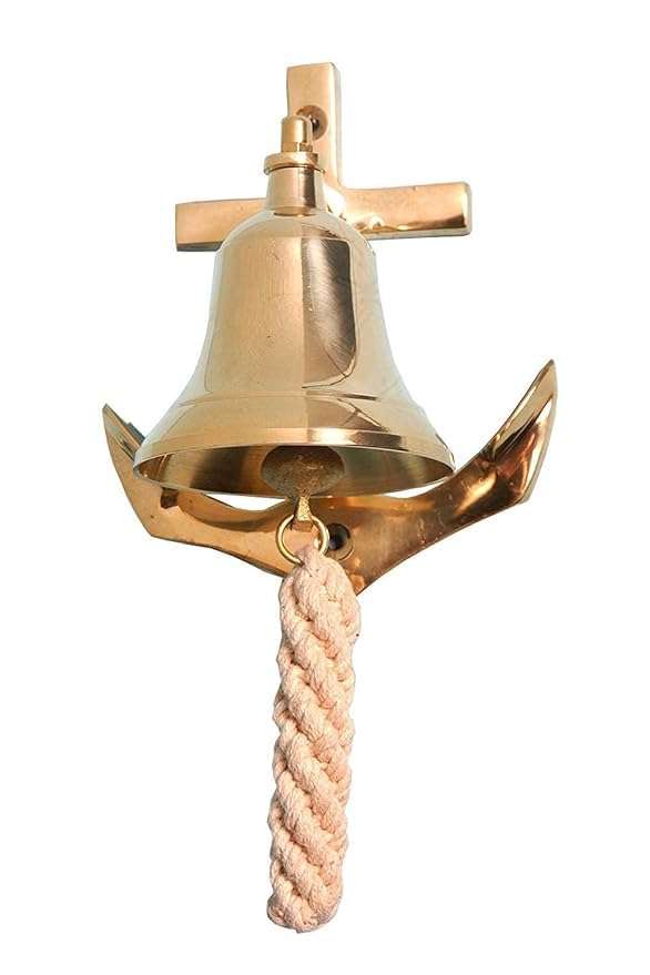 MHE-Brass Ship Bell with Anchor Bracket - Decor Door Bell-Home Decor 1