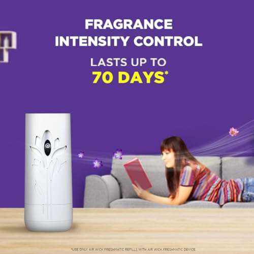 Air Wick 250 ml - Lavender & Lotus, Refill + Automatic Spray| Freshmatic Air Freshener Kit | 2600 Sprays Guaranteed | Automatic Room Freshener, Bathroom Freshener and Room Spray 4
