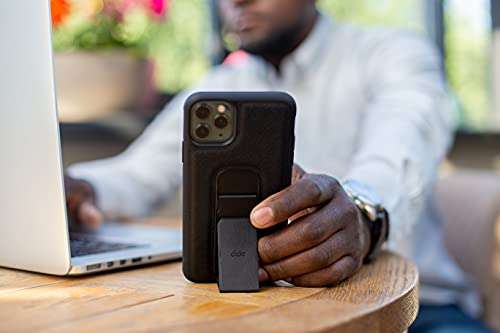 CLCKR Compatible with iPhone 12 and iPhone 12 Pro Case with Kickstand, Phone Grip & Expanding Stand, Cell Phone Cover with Grip Holder, Saffiano Black 5