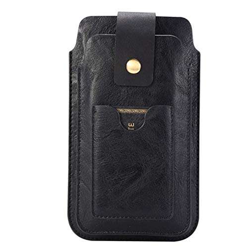 Universal 6.5 inch PU Leather Belt Holster Pouch Waist Bag with Card Slot for iPhone 14 Pro Max, 14 Pro, 14 Plus, 14, for Galaxy S23 Ultra, S23+, S23, A14 5G, F04, M04, Black 2