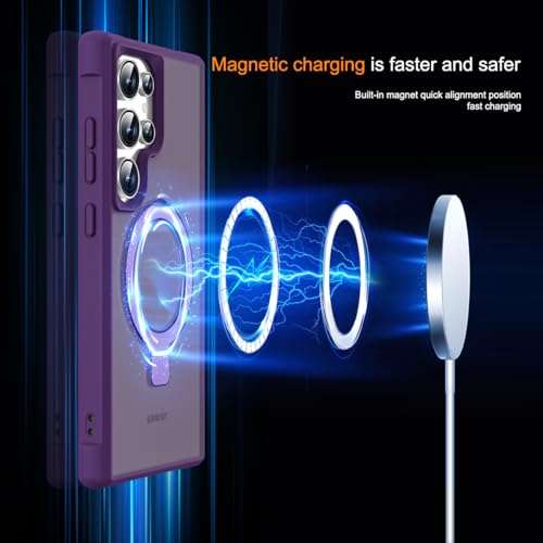 SKYLMW Compatible with Samsung Galaxy S24 Ultra Case with Magnetic Ring Stand, Purple 3