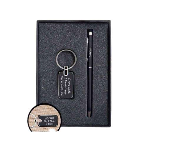 Tempt - Personalized Pen and Keychain, Pen with Stylus(Mobile Touch), Personalized Keychain with Both Side Message, Ink Color-Blue 1