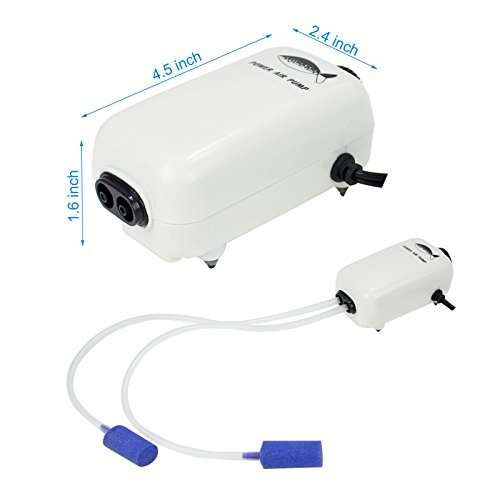 AQUANEAT Aquarium Air Pump Adjustable 65GPH with Accessories 2 Outlets up to 50Gal Fish Tank 2