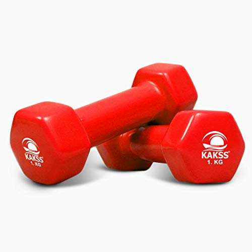 Kakss Vinyl Dumbbell (Pair) Fitness & Strength Dumbbells (Proudly Made in India) (1+1 = 2 KG, Multicolor) 6